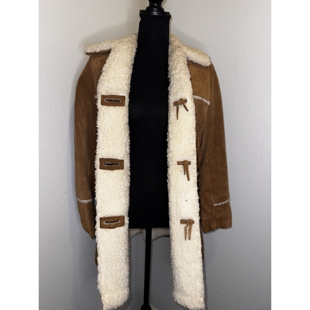Vintage‎ Women's Pioneer Wear Leather & Sherpa Western Style Coat Size 14 - Picture 7 of 12